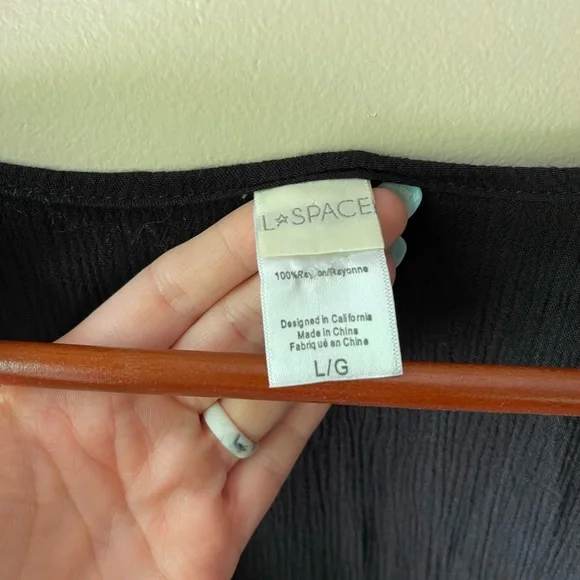 L Space Revolve Wrapper Maxi Dress Womens Size L Tassel Tie Black Beach Large - Picture 5 of 6